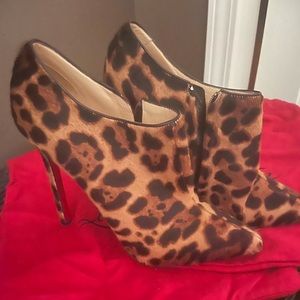 Christian Louboutin pony-style calfskin ankle booties worn twice